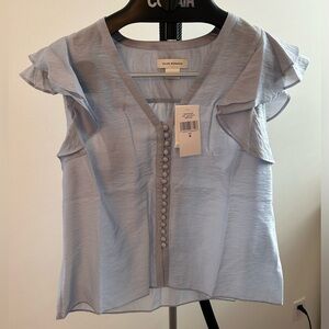 Club Monaco ruffle sleeve button top size M